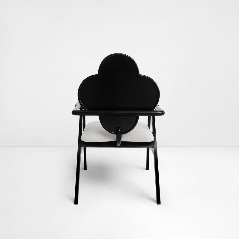 Fleur Chair in Cane and White Velvet
