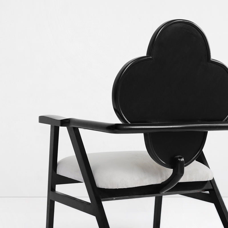 Fleur Chair in Cane and White Velvet