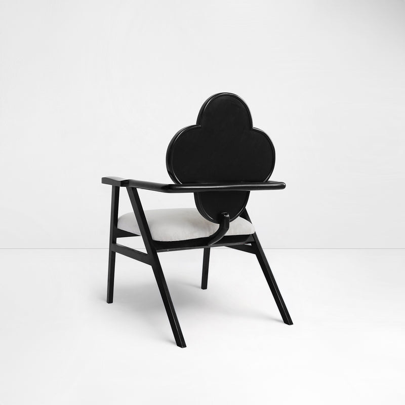 Fleur Chair in Cane and White Velvet