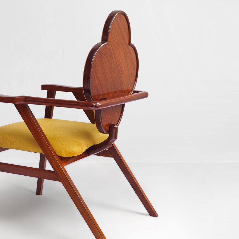 Fleur Chair in Cane and Yellow Velvet Suede