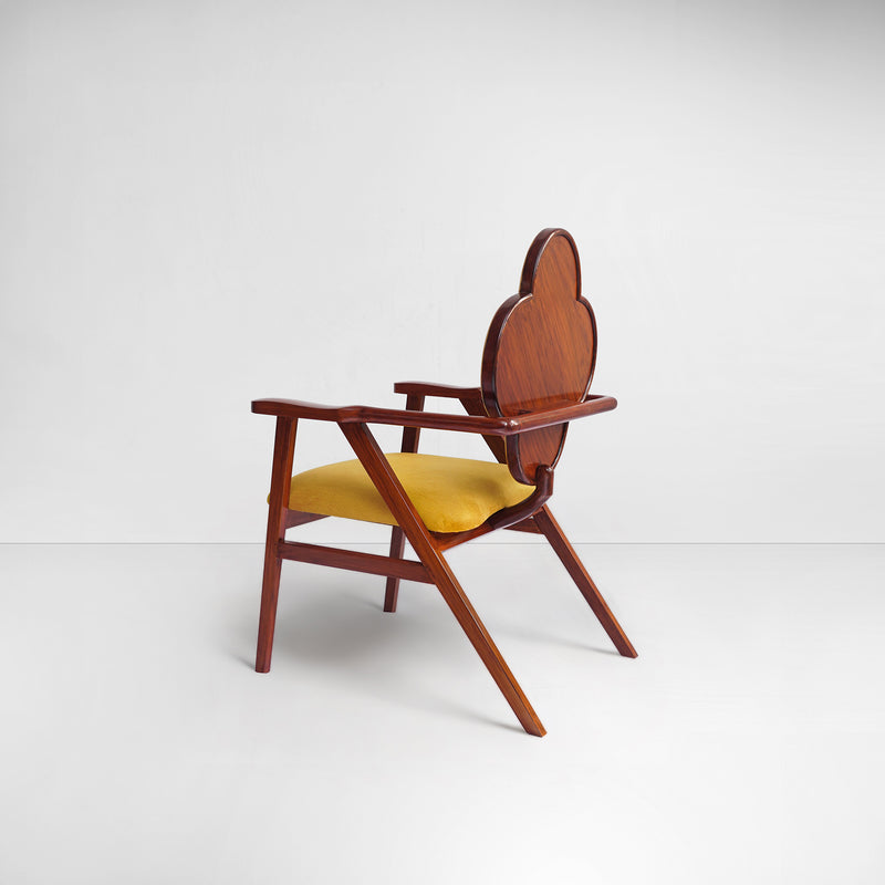 Fleur Chair in Cane and Yellow Velvet Suede