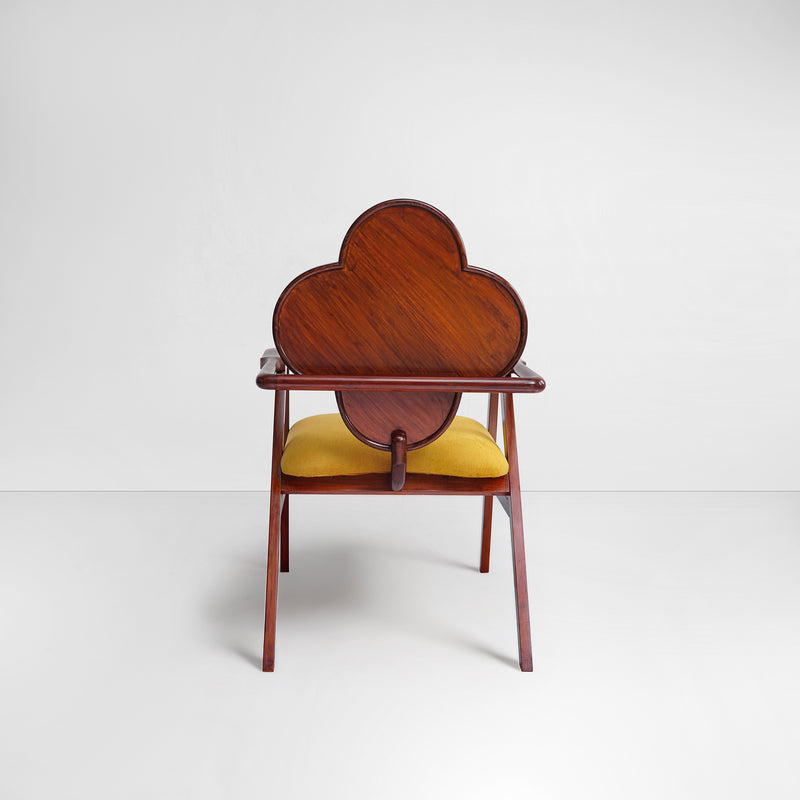 Fleur Chair in Cane and Yellow Velvet Suede