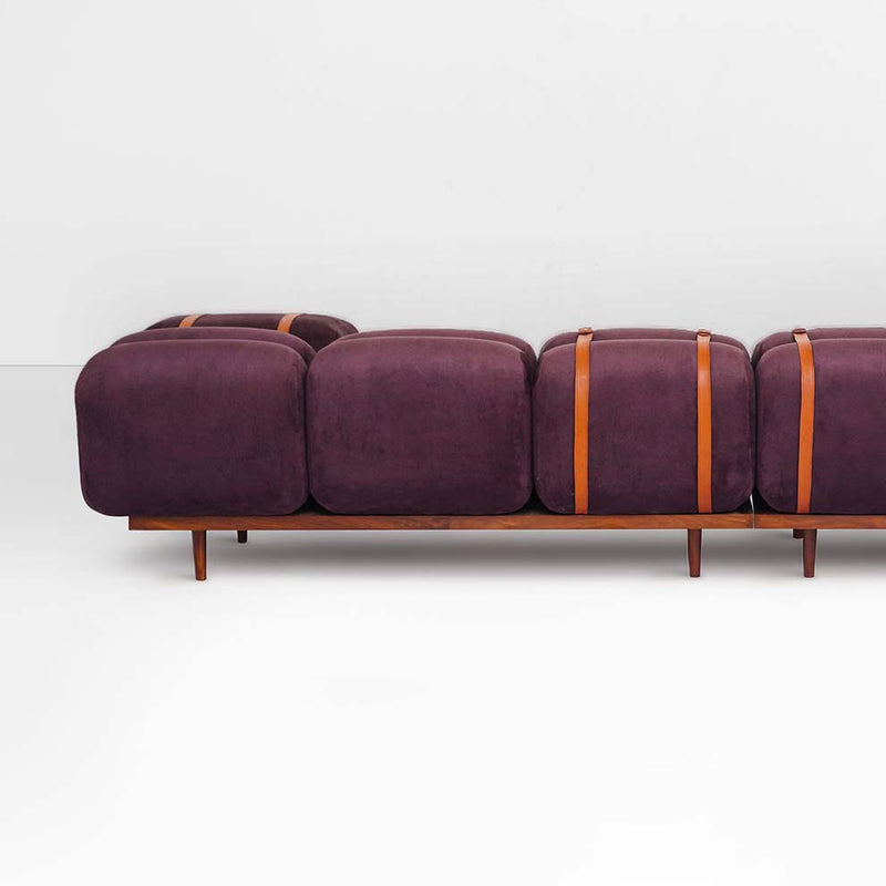 Bevel Sofa in Plum Velvel Suede