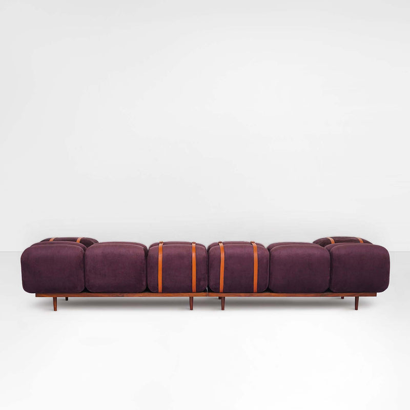 Bevel Sofa in Plum Velvel Suede