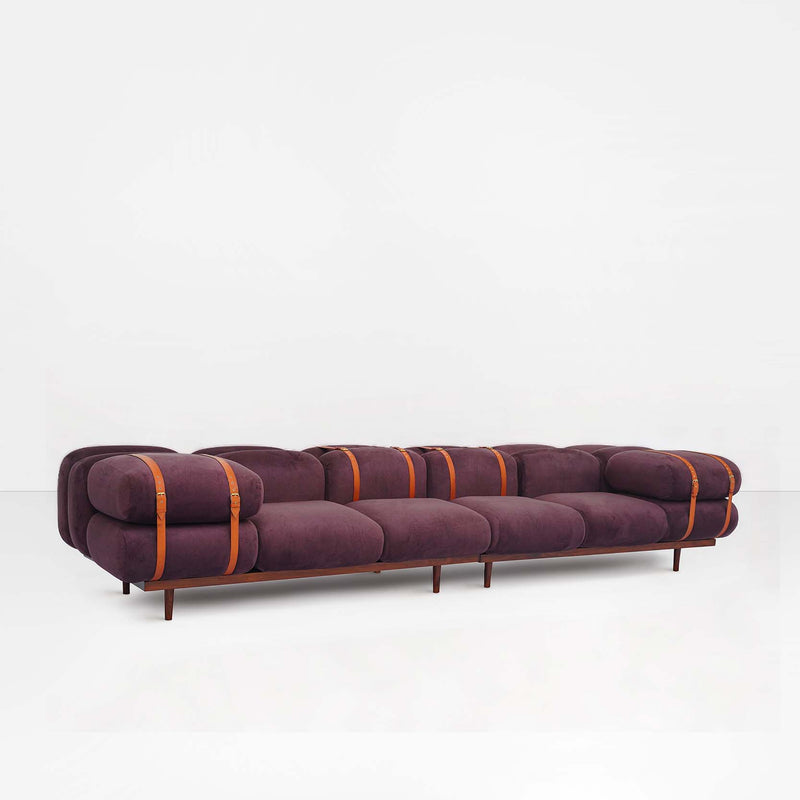 Bevel Sofa in Plum Velvel Suede