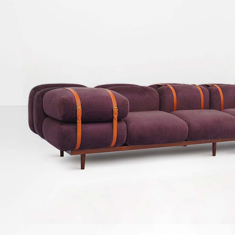 Bevel Sofa in Plum Velvel Suede