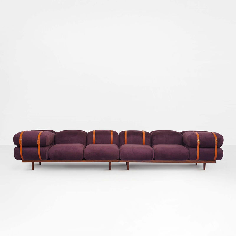 Bevel Sofa in Plum Velvel Suede