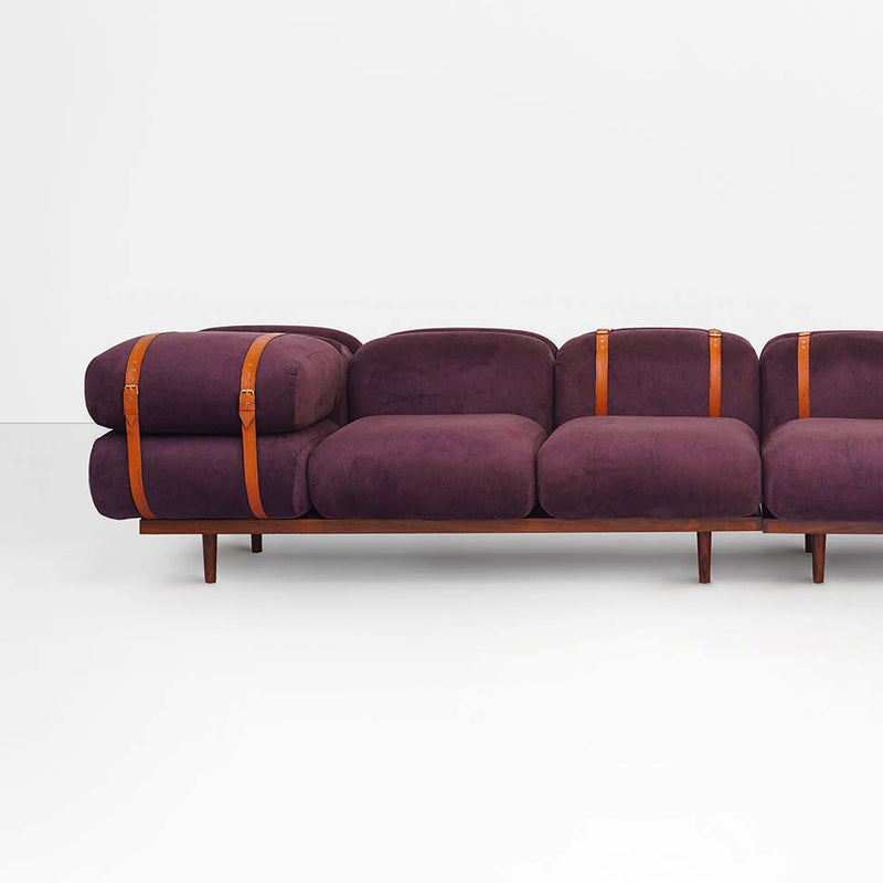 Bevel Sofa in Plum Velvel Suede